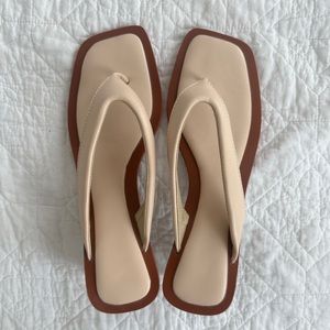 Clean kitten heel thong sandals